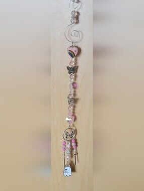 💀NEW💀 Hand Crafted Pink Butrerfly Ghost Suncatcher